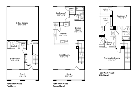 Floor plan for 4 beds, 4 baths, 2163 sqft